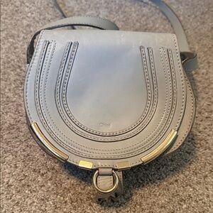 Gray Leather Chloe small Saddle Bag